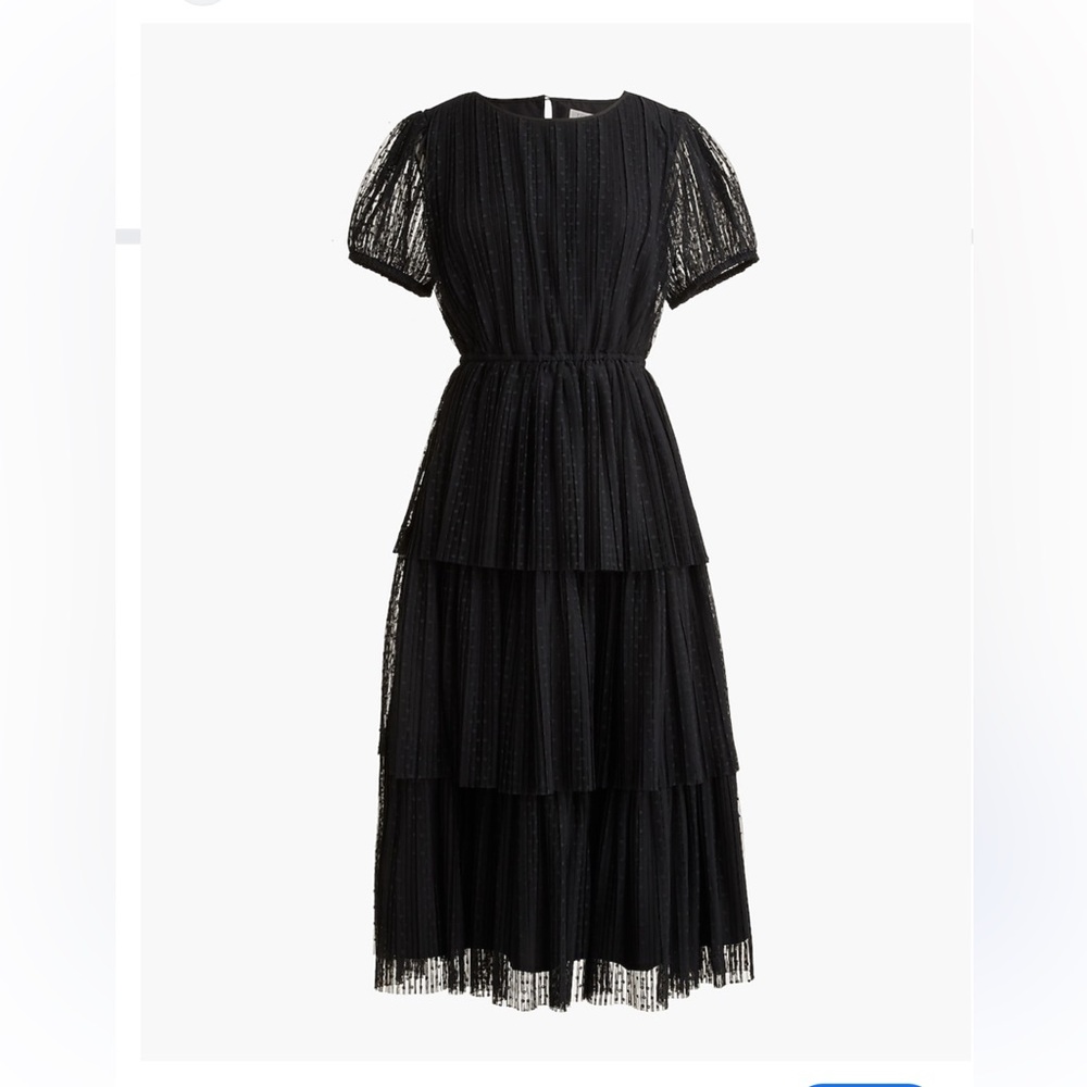 JCrew Factory Black Tiered Lace Dress - 6